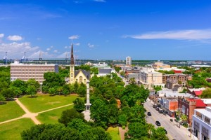 Bird's eye view of downtown Charleston, SC.
