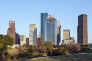 Bird's eye view of Houston, TX.