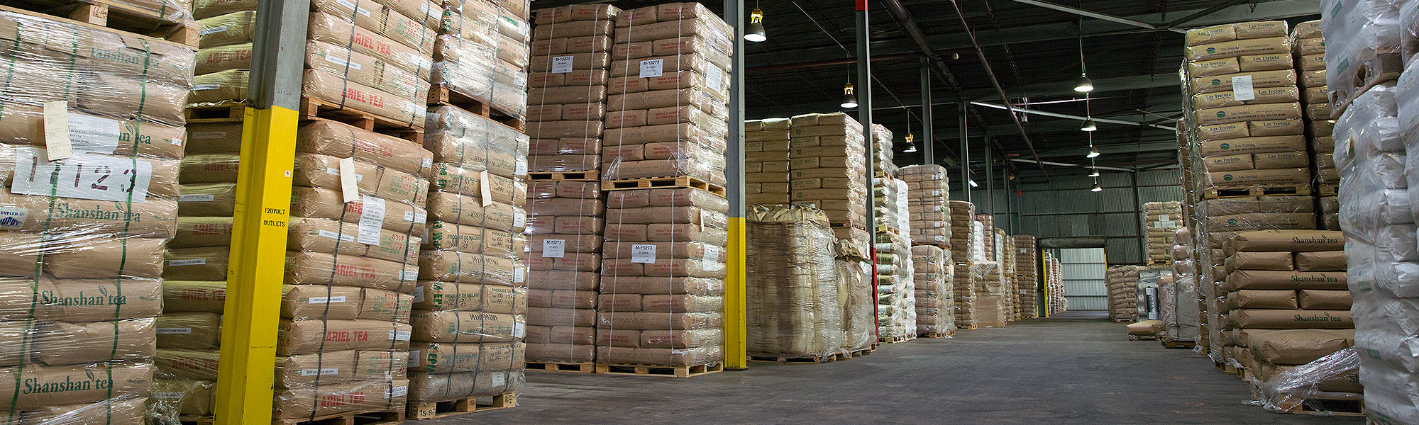 Bags of Tea in a warehouse